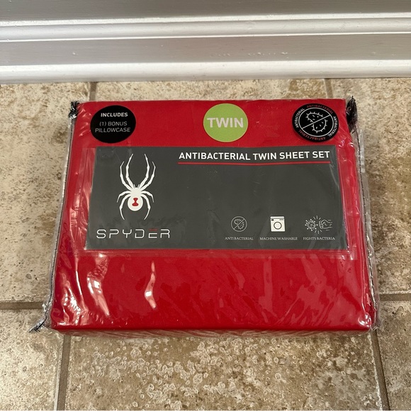 Spyder Antibacterial Twin Sheet Set - Red - Picture 1 of 5